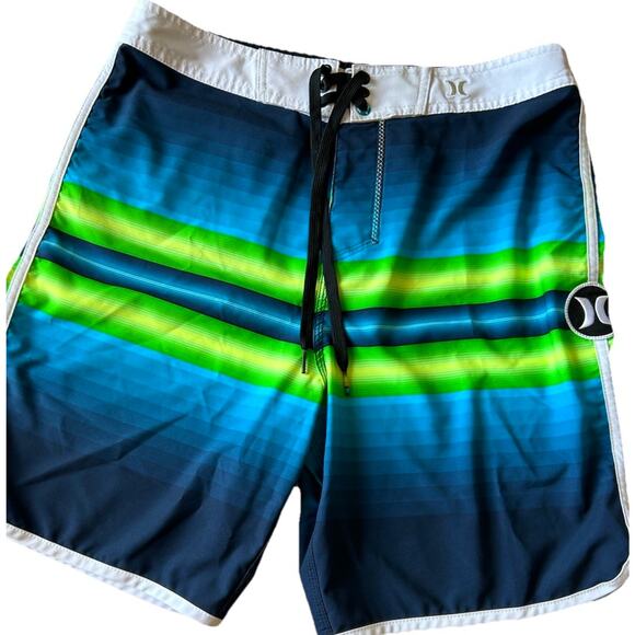 Hurley Phantom Board Shorts Mens 30 Swim Trunks Recycled Surf Beach Green Blue - Picture 1 of 12